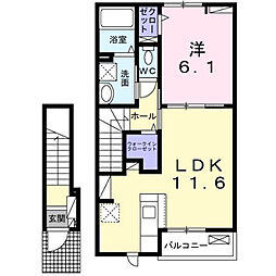 リナセント  1LDKの間取図画像