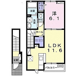 リナセント  1LDKの間取図画像