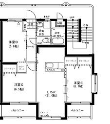 グランツキャビン 3LDKの間取図画像