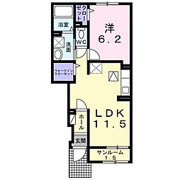 アルバ ウエスト 1LDKの間取図画像
