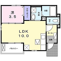 ユニゾン・ベルシス 1LDKの間取図画像