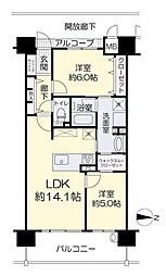 アルファステイツ野田3 2LDKの間取図画像