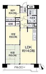 エメラルドマンション芳泉 2SLDKの間取図画像