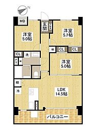 シャルム新駅前 3LDKの間取図画像