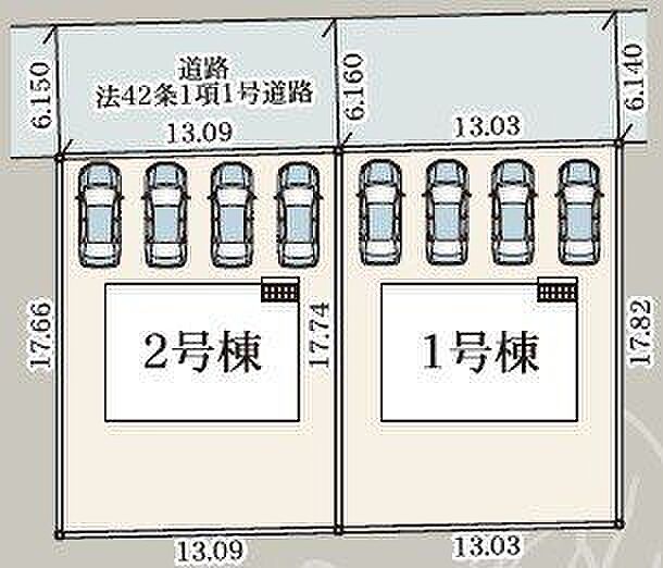 道路との接し方や車の出入りをイメージしやすい区画図です。