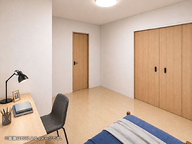 余計な装飾を抑えた穏やかな空間。寝室や子ども部屋など、家族に合わせて使いやすい一室です。