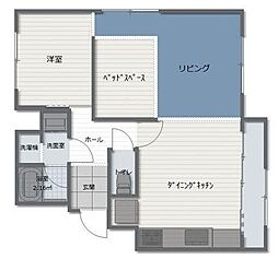 第12プリンスマンション 1LDKの間取図画像