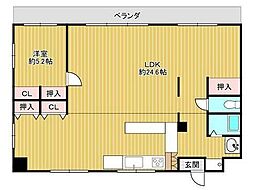 リバーサイド高城 1LDKの間取図画像