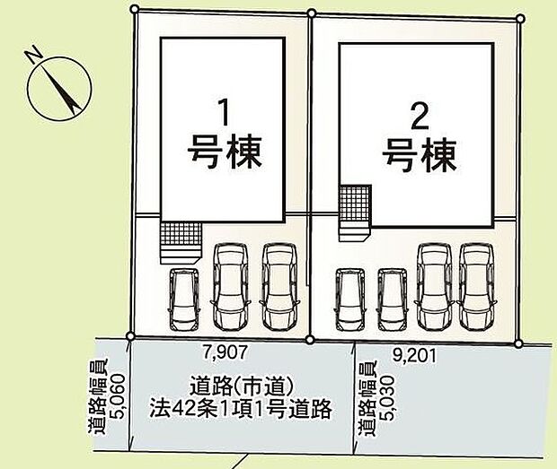 2号棟　駐車場並列4台可能です♪(但し、車種によります)