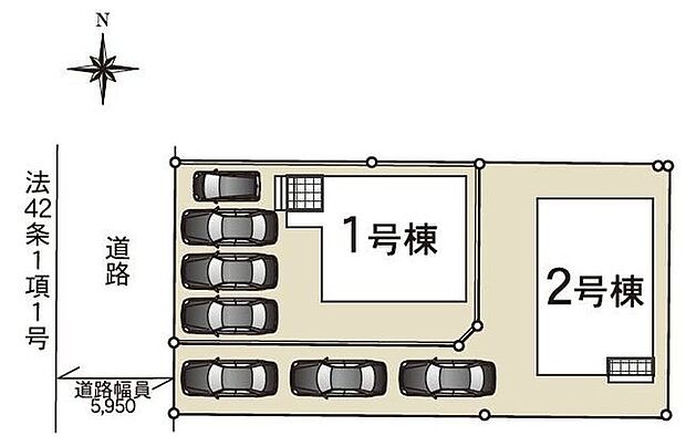 2号棟 駐車場3台可能♪縦列駐車となります