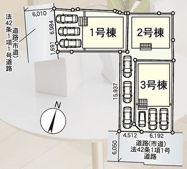 3号棟 駐車場並列3台可能♪(但し、車種によります)