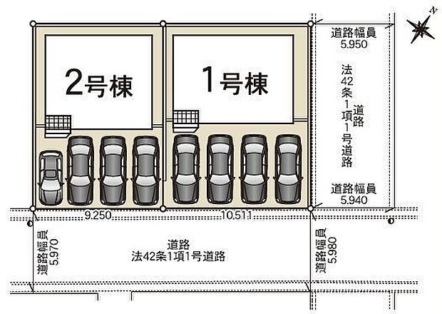 2号棟　駐車場並列4台可能です♪(但し、車種によります)