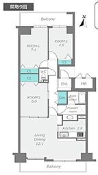 コープ野村新安城E棟 3LDKの間取図画像