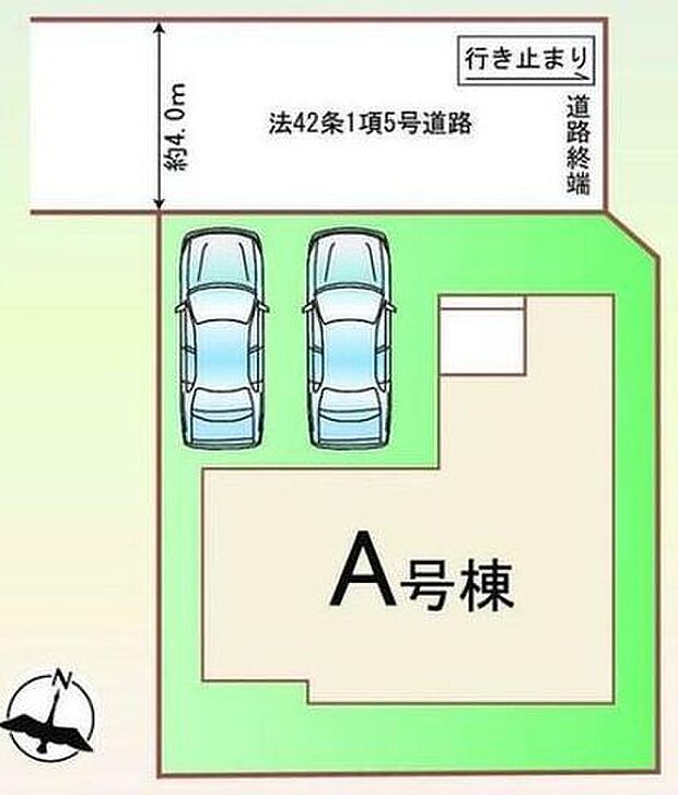 区画図:並列2台駐車可能(車種によります)