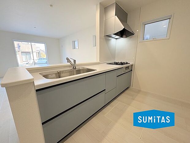 お洒落カラーのキッチン♪家事が楽しくなりそう◎