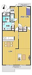 レインボー東浦 2LDKの間取図画像