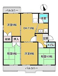 キャスリオン矢場 4DKの間取図画像