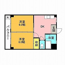 倉敷富井フォートレス 2DKの間取図画像