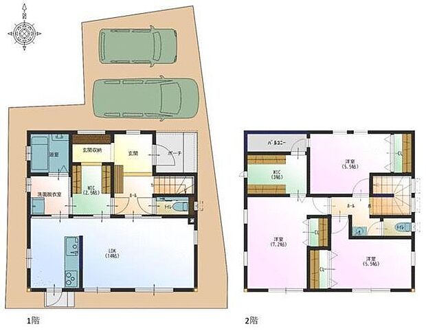 駐車場2台分確保されており、3LDKで広さも十分確保されております！
