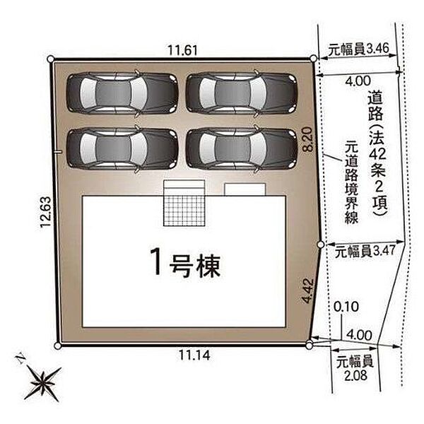 車種によりますが、約3台駐車可能。