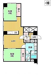 北18条ハイツ 2LDKの間取図画像
