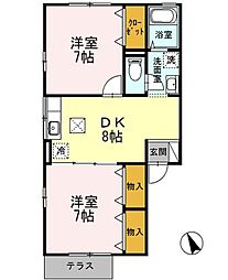 ウィルモア赤道 2DKの間取図画像