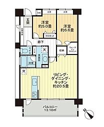 ライオンズ宜野湾セントフィールズ 2LDKの間取図画像