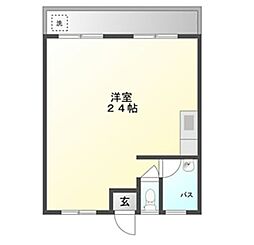 コーポ青山 ワンルームの間取図画像