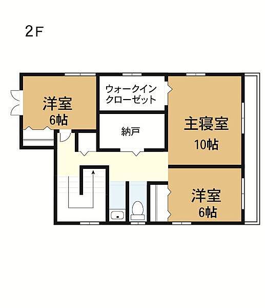 建物？の2階部分です。？主寝室はWIC別で10帖もあり？広々としています。？2階にもトイレあり！