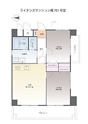 ライオンズマンション曙 2DKの間取図画像