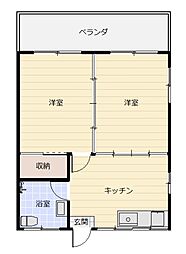当間アパート 2Kの間取図画像