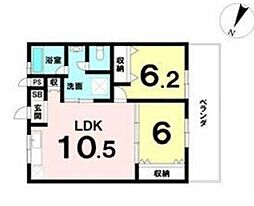 オアシス名護 2DKの間取図画像