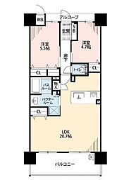アルファスマート国立劇場前 2LDKの間取図画像
