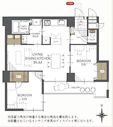 ライオンズマンション泊三丁目 2LDKの間取図画像