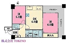 ライオンズマンション松山 2DKの間取図画像