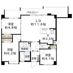 浦添市内間1丁目マンション 3LDKの間取図画像