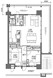 コンフォート ザ・プライム浦添港川 2LDKの間取図画像