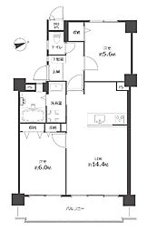ライオンズマンション仲西 605 2LDKの間取り