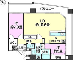 D'グラフォート沖縄タワー 2LDKの間取図画像