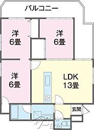 サザンパレス浦添港川1 2LDKの間取図画像