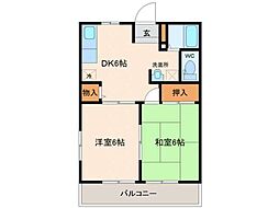 グリーンタウン 2DKの間取図画像