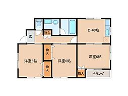 アークヒルズB棟 3DKの間取り