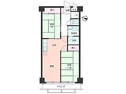 パレ中津川 2LDKの間取図画像