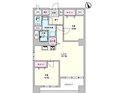 パレ日影門 2LDKの間取図画像