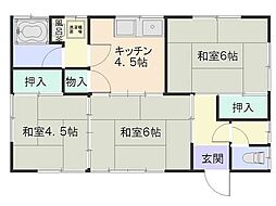 弘前市 戸建貸家 1階3DKの間取り