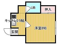 セピアハイツ 1Kの間取図画像