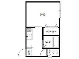 かすみ草 1Kの間取図画像