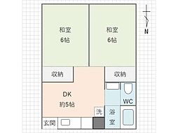 サンライズ畠山 2DKの間取図画像