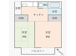 コーポ大沢第3号棟 2Kの間取図画像