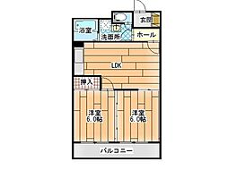レジデンス楢山 2LDKの間取図画像